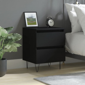 Bedside Cabinet Black Engineered wood, Iron Medium