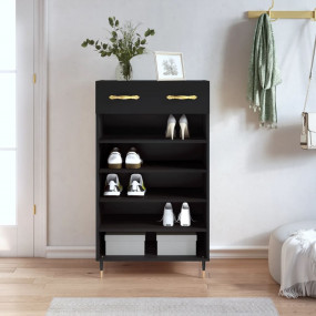Shoe Cabinet Black Engineered wood Medium Shoe Cabinet