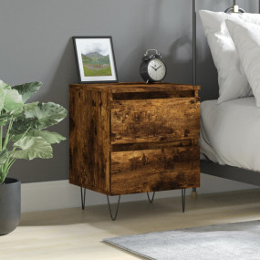 Bedside Cabinet Smoked Oak Engineered Wood, Iron 15.7x1...
