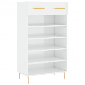 Shoe Cabinet High gloss white Engineered wood and iron ...