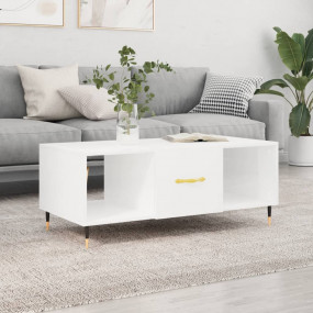 Coffee Table High Gloss White Engineered Wood Medium Co...