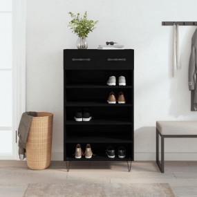 Shoe Cabinet Black Engineered wood, iron, aluminum allo...