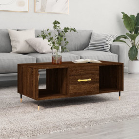 Coffee Table Brown Oak Engineered Wood, Iron Medium Cof...