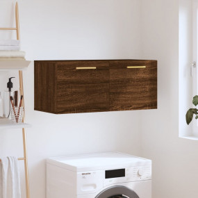 Wall Cabinet Brown Oak Engineered Wood Large Wall Cabin...