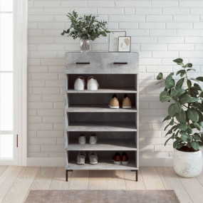 Shoe Cabinet Concrete Grey Engineered Wood, Iron Medium