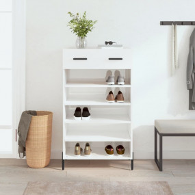 Shoe Cabinet High gloss white Engineered wood, iron, zi...