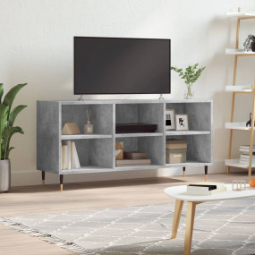 TV Cabinet Concrete Grey Engineered Wood, Iron Medium T...