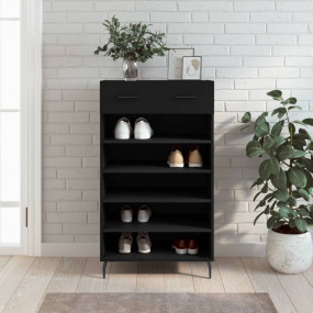 Shoe Cabinet Black Engineered wood, iron, aluminum