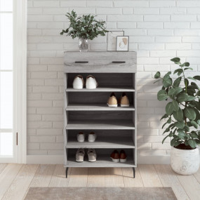 Shoe Cabinet Grey Sonoma Engineered wood, Iron, Aluminu...