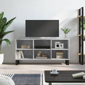 TV Cabinet Concrete Gray Engineered Wood, Iron