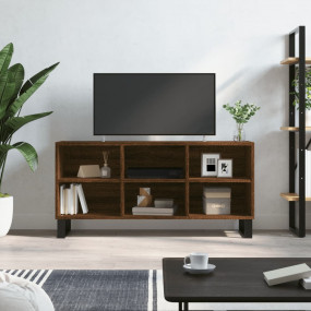 TV Cabinet Brown oak Engineered wood, Iron 40.7x11.8x19...