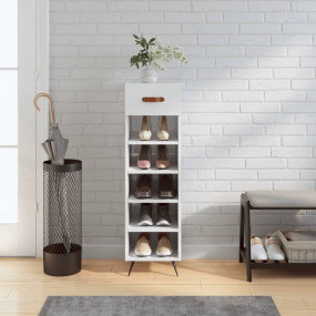 Shoe Cabinet High gloss white Engineered wood, iron, fa...