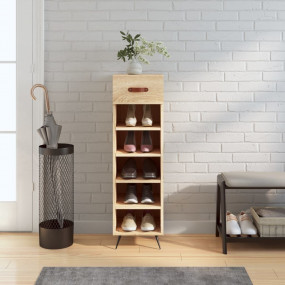Shoe Cabinet Sonoma oak Engineered wood, iron, faux lea...
