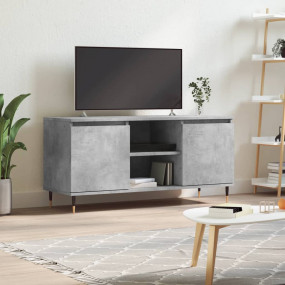 TV Cabinet Concrete Grey Engineered Wood, Iron Medium T...