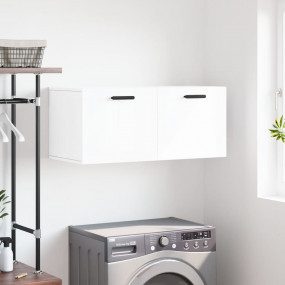 Wall Cabinet High gloss white Engineered wood 31.5x14.4...