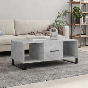 Coffee Table Concrete Grey Engineered Wood, Iron Medium