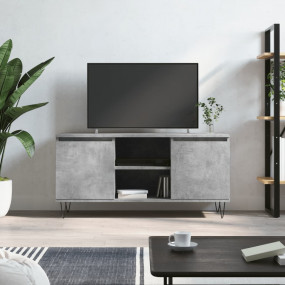 TV Cabinet Concrete Grey Engineered Wood, Iron Medium T...