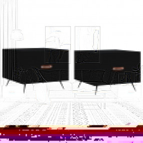 Coffee Table Set of 2 Black Engineered wood, Iron Mediu...