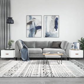 Coffee Table Set of 2 High Gloss White Engineered Wood