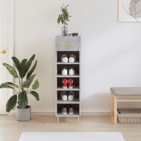 Shoe Cabinet Concrete Grey Engineered Wood, Iron Medium