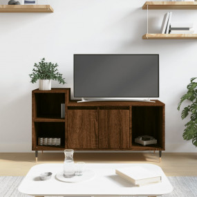 TV Cabinet Brown Oak Engineered Wood, Metal Standard TV...