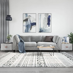 Coffee Table Set of 2 Concrete Grey Engineered wood, Ir...