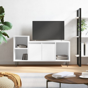 TV Cabinet High gloss white Engineered wood, metal Medi...