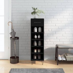 Shoe Cabinet Black Engineered wood, iron, aluminum allo...