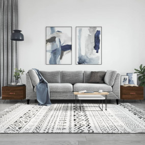 Coffee Table Set of 2 Brown Oak Engineered Wood, Iron C...