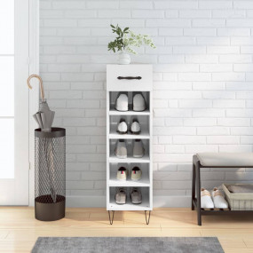Shoe Cabinet High gloss white Engineered wood, iron, al...