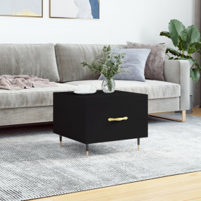 Coffee Table Black Engineered Wood, Iron Compact Coffee...