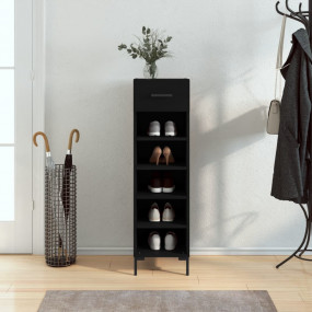Shoe Cabinet Black Engineered wood 11.8 in x 13.8 in x ...