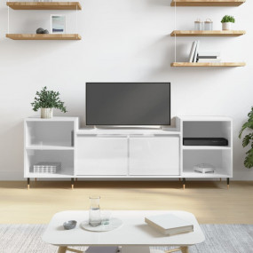 TV Cabinet High Gloss White Engineered Wood, Metal Larg...