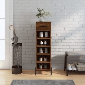 Shoe Cabinet Brown Oak Engineered Wood, Iron, Zinc Allo...