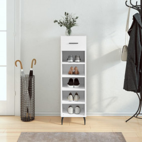 Shoe Cabinet White Engineered Wood, Iron, Aluminum Comp...