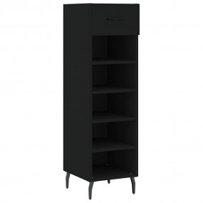Shoe Cabinet Black Engineered Wood Compact Shoe Cabinet
