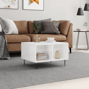 Coffee Table High gloss white Engineered wood, metal Me...