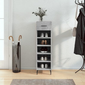 Shoe Cabinet Concrete Grey Engineered Wood Compact Shoe...