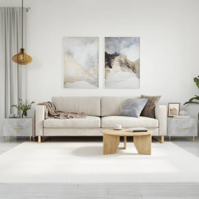Coffee Table Set of 2 Concrete Grey Engineered Wood, Ir...
