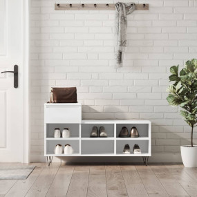 Shoe Cabinet White Engineered Wood, Metal Medium
