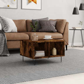 Coffee Table Smoked Oak Engineered Wood, Metal Medium