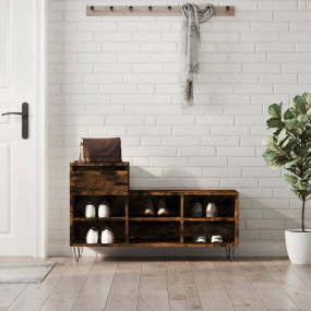 Shoe Cabinet Smoked Oak Engineered wood Medium Shoe Cab...