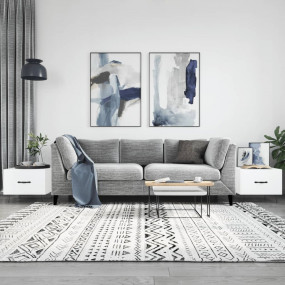Coffee Table Set of 2 White Engineered wood, iron Mediu...
