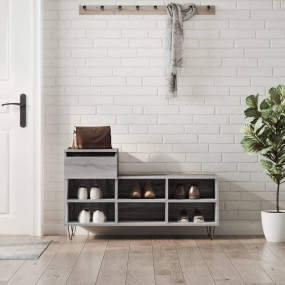 Shoe Cabinet Grey Sonoma Engineered wood and metal Medi...