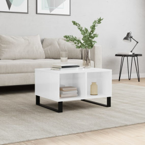 Coffee Table High gloss white Engineered wood, metal Me...