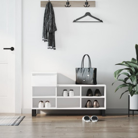 Shoe Cabinet White Engineered Wood, Metal Large Shoe Ca...
