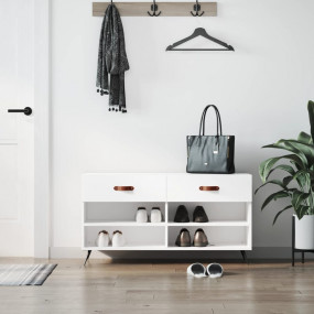 Shoe Bench White Engineered wood, iron Medium Shoe Benc...