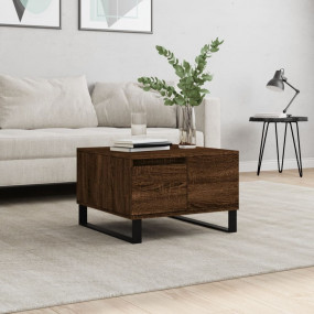 Coffee Table Brown Oak Engineered Wood, Metal 21.7x21.7...