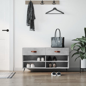 Concrete Grey Shoe Bench Engineered Wood, Iron Medium S...