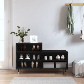 Shoe Cabinet Black Engineered wood and metal 40.2 x 14....